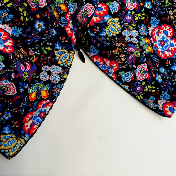 Frame XS Single Sleeve & Shoulder Blue Floral Print Top - Picture 9 of 15